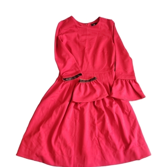 PINK Tartan Bell Sleeve Vogue Dress - Picture 10 of 11